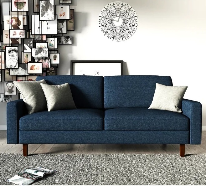 Cindy Crawford Beachside Blue Denim Sofa Baci Living Room