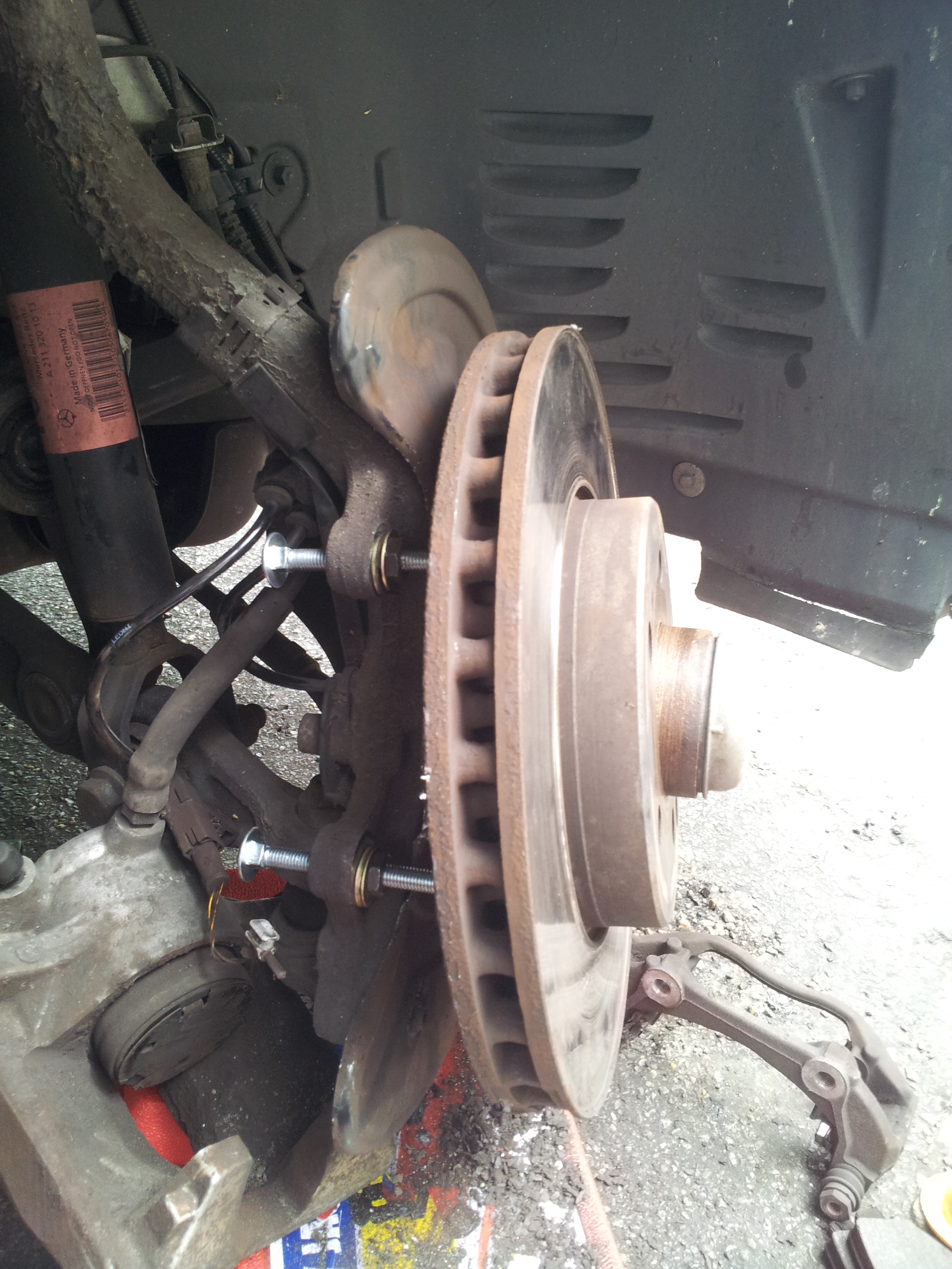 How to change brake pads and discs on a Mercedes E Class (W211) With