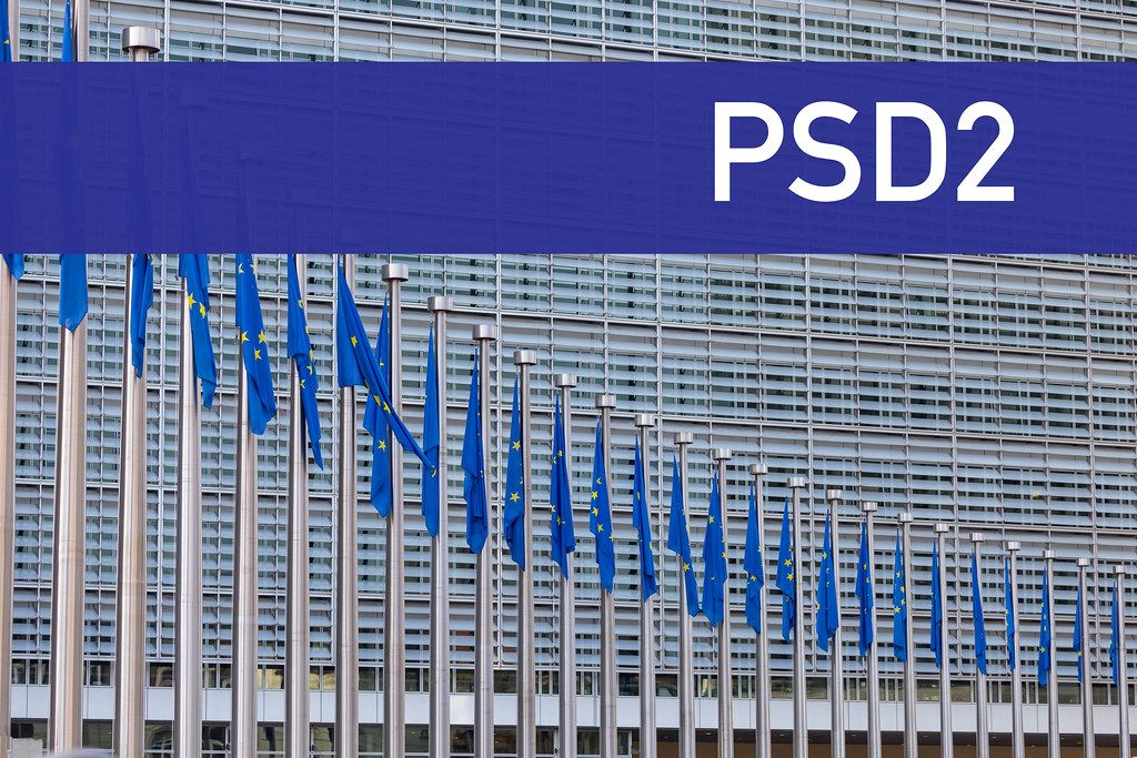 European flags with PSD2 Ready? text Creative Commons Bilder