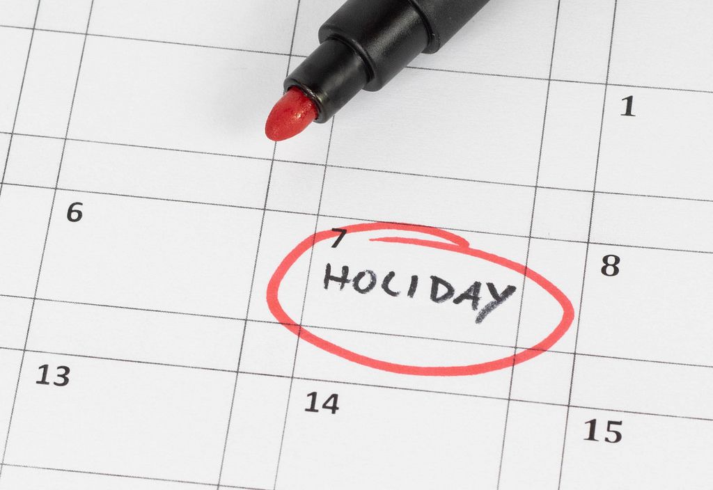 Holiday calendar showing rest day And break from work Creative Commons Bilder