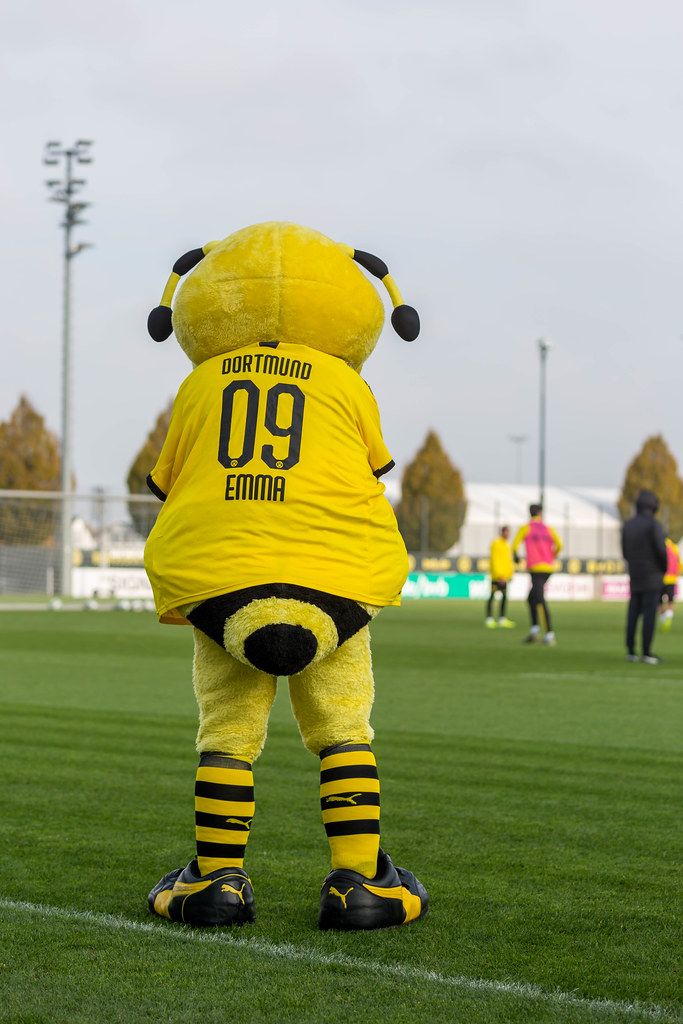 Maskottchen Emma des BVB beim öffentlichen Training Creative Commons