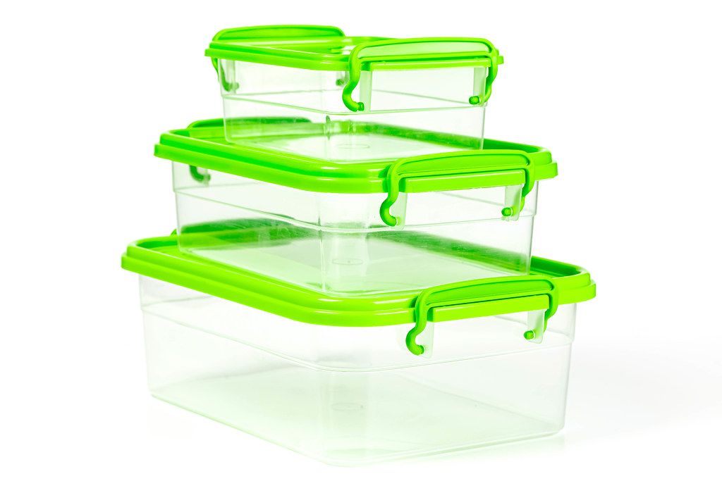 Plastic food containers on a white background Creative Commons Bilder