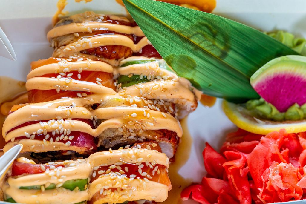 Closeup vegetarian meal with fresh vegetables, pea sprouts and pickled