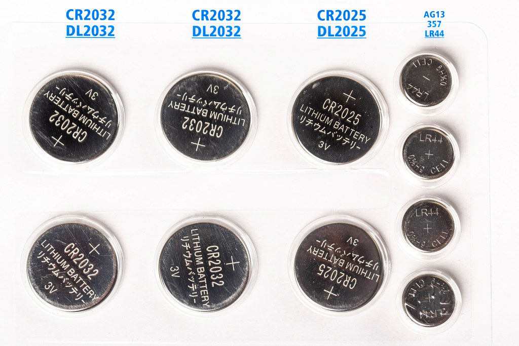 Set of round batteries of different sizes in a package Creative
