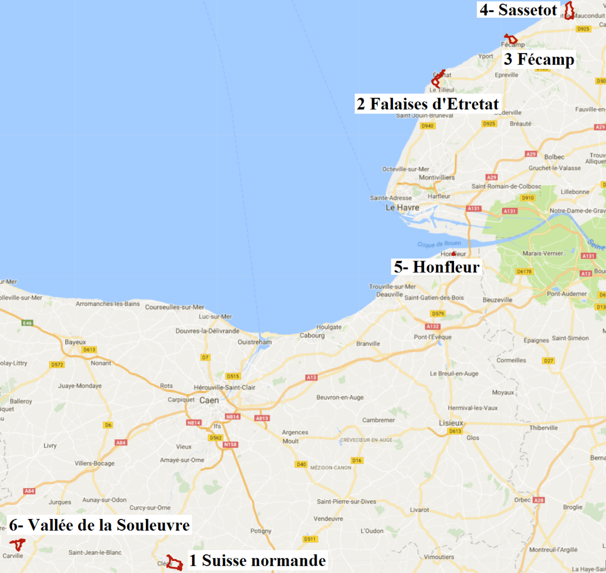 Pain Points De "Falaise Etretat Carte" Roadtrek en Normandie (février 2018) 1/2 les falaises d’Etretat