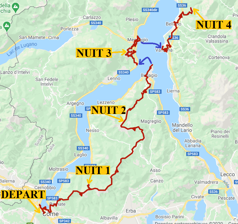 Les Défis De La Carte Lac De Come Et Environs Le lac de Côme par ses trois rives (juin 2020) 1/3 du côté de