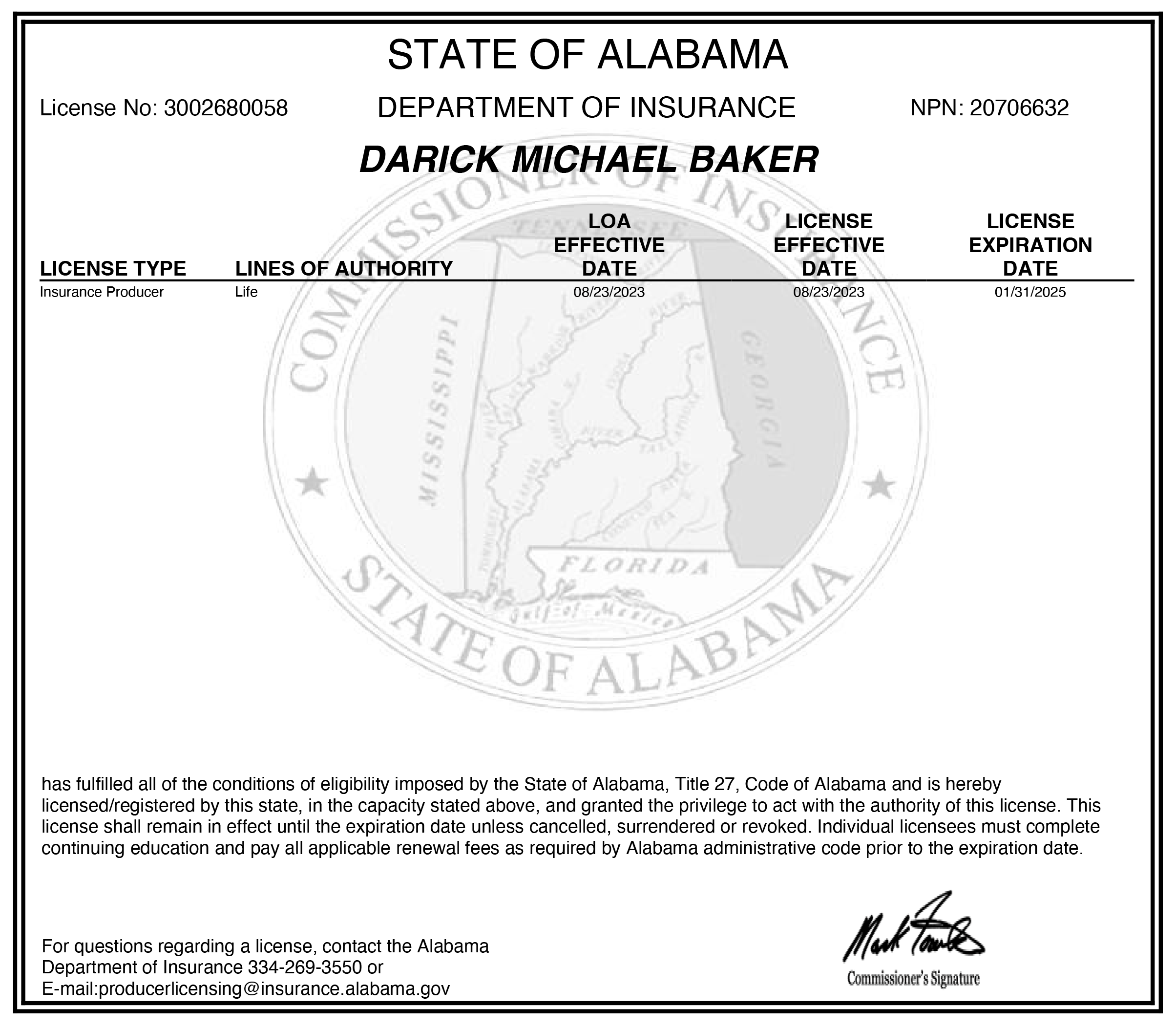 Verify Darick Baker Foundation Capital Group