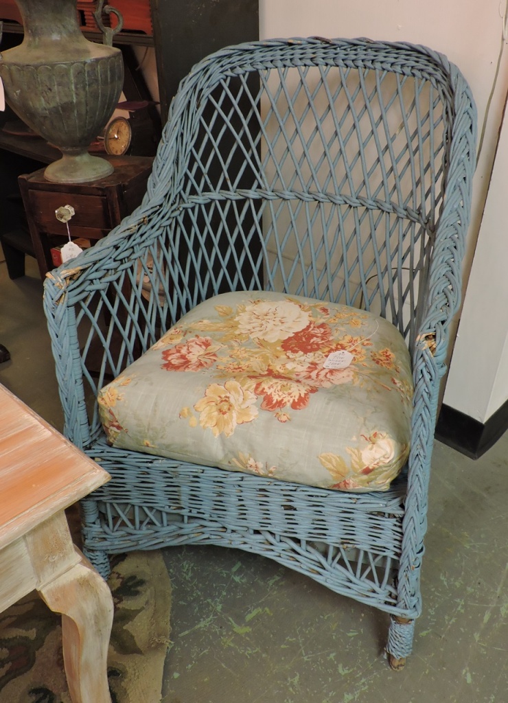 FOUND in ITHACA » BLUE WICKER CHAIR 75 DLR10