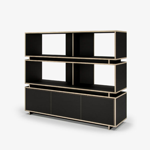Shelving Unit with Storage 3 Black Furniture Hire FoundPop
