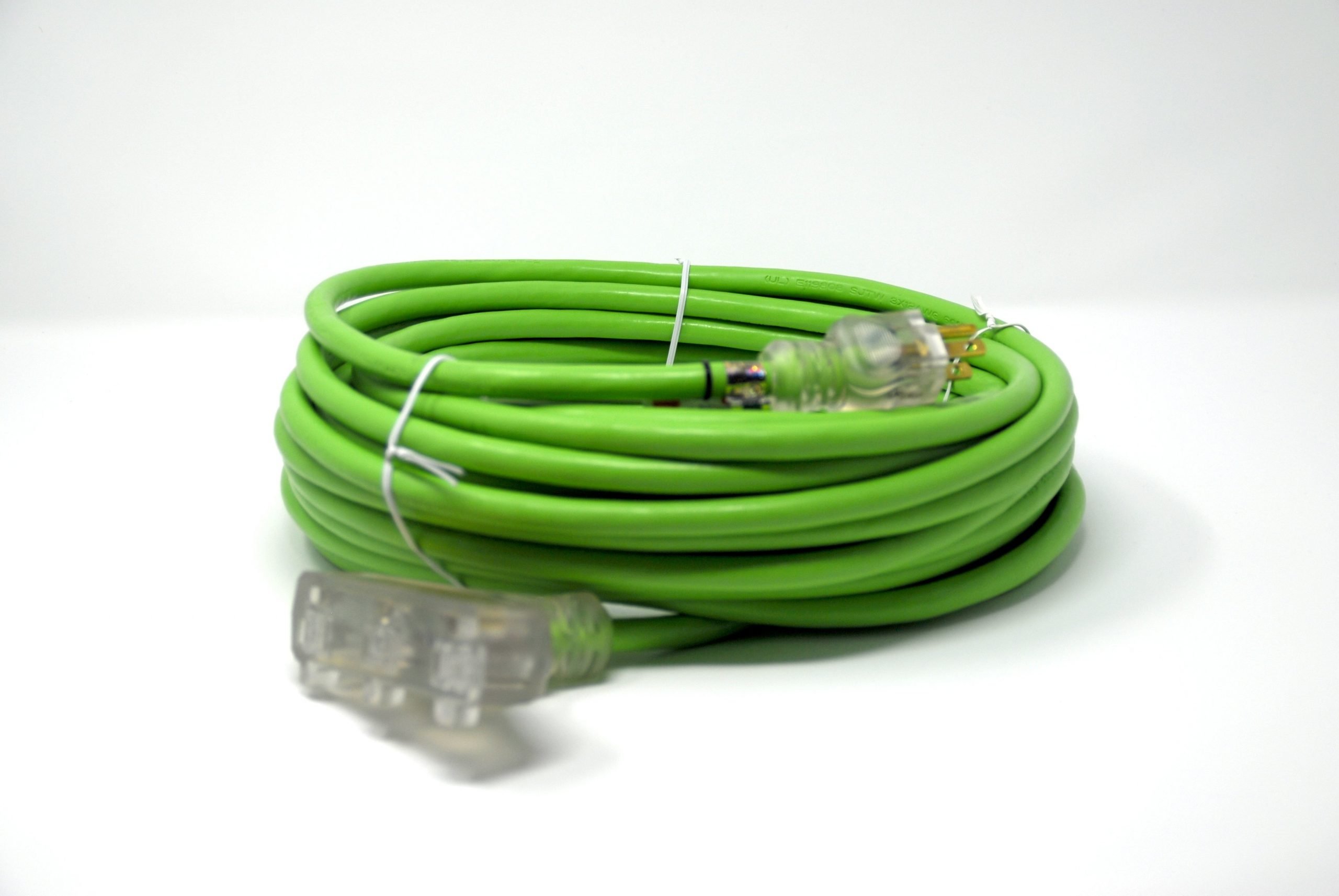 10 Gauge SJTW Extension Cord, Triple Tap, Lighted End (Green) Fourman