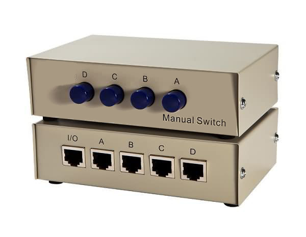 250504 1x4 or 4x1 4Port AB Manual Sharing RJ45 Switch Box