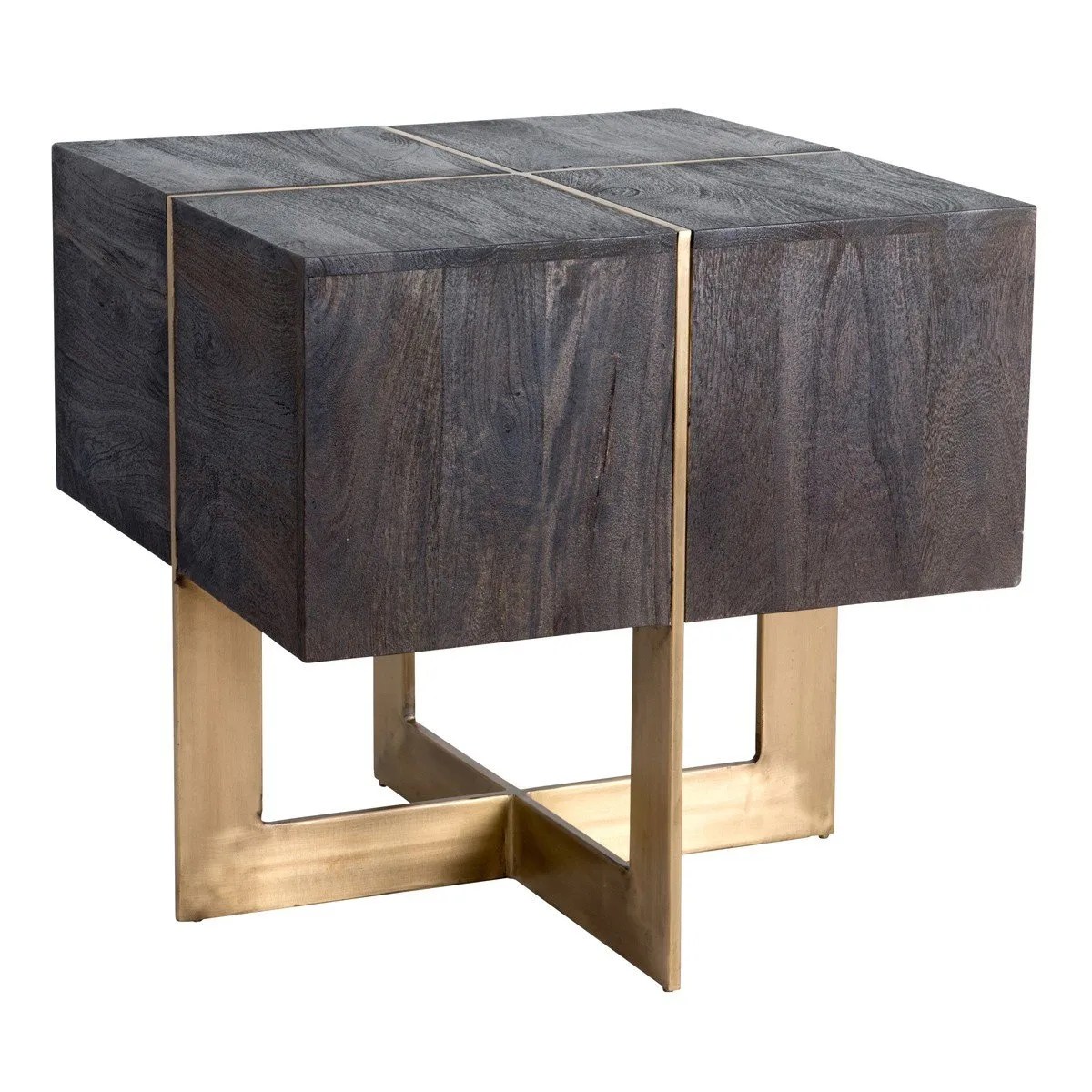 Manchester Brass and Wood Side Table Fourth Interiors