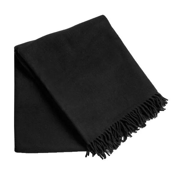 Black Wool Throw with Fringe Fourth Interiors