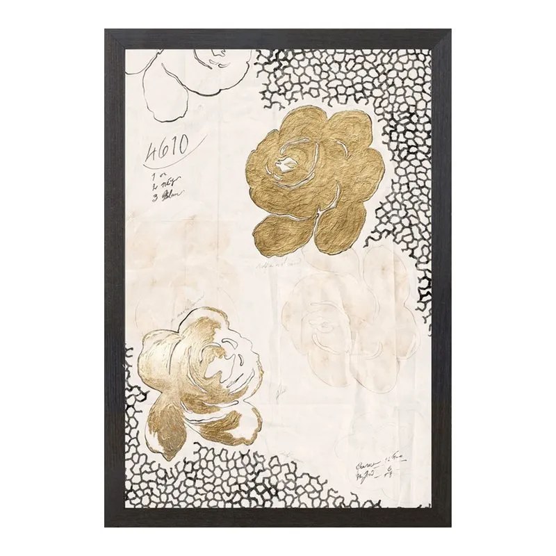 Black and Gold Floral Art Fourth Interiors