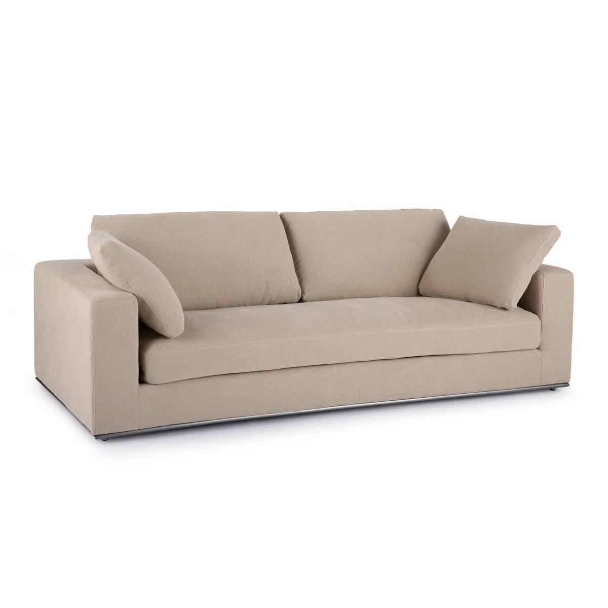 Beige Linen Square Arm Sofa Fourth Interiors