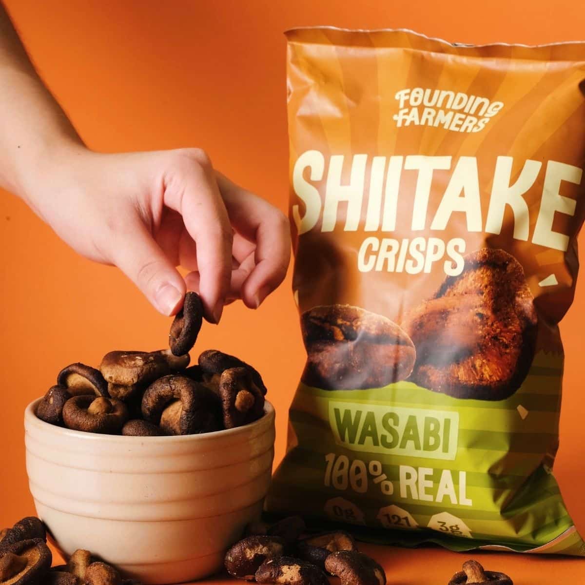 Founding Farmers Shiitake Mushroom Crisps Wasabi 100g Fourtify Inc.