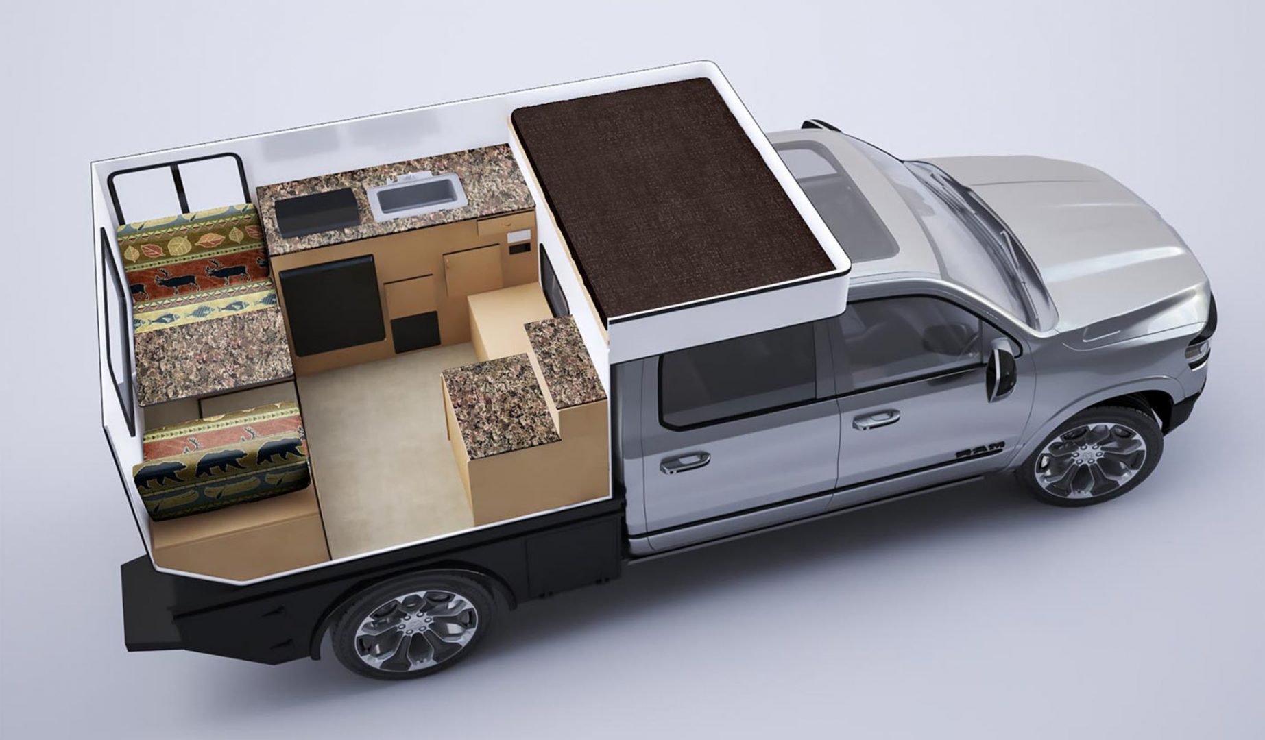 Pop Up Flat Bed Campers for Mid & Full Size Trucks Four Wheel Camper