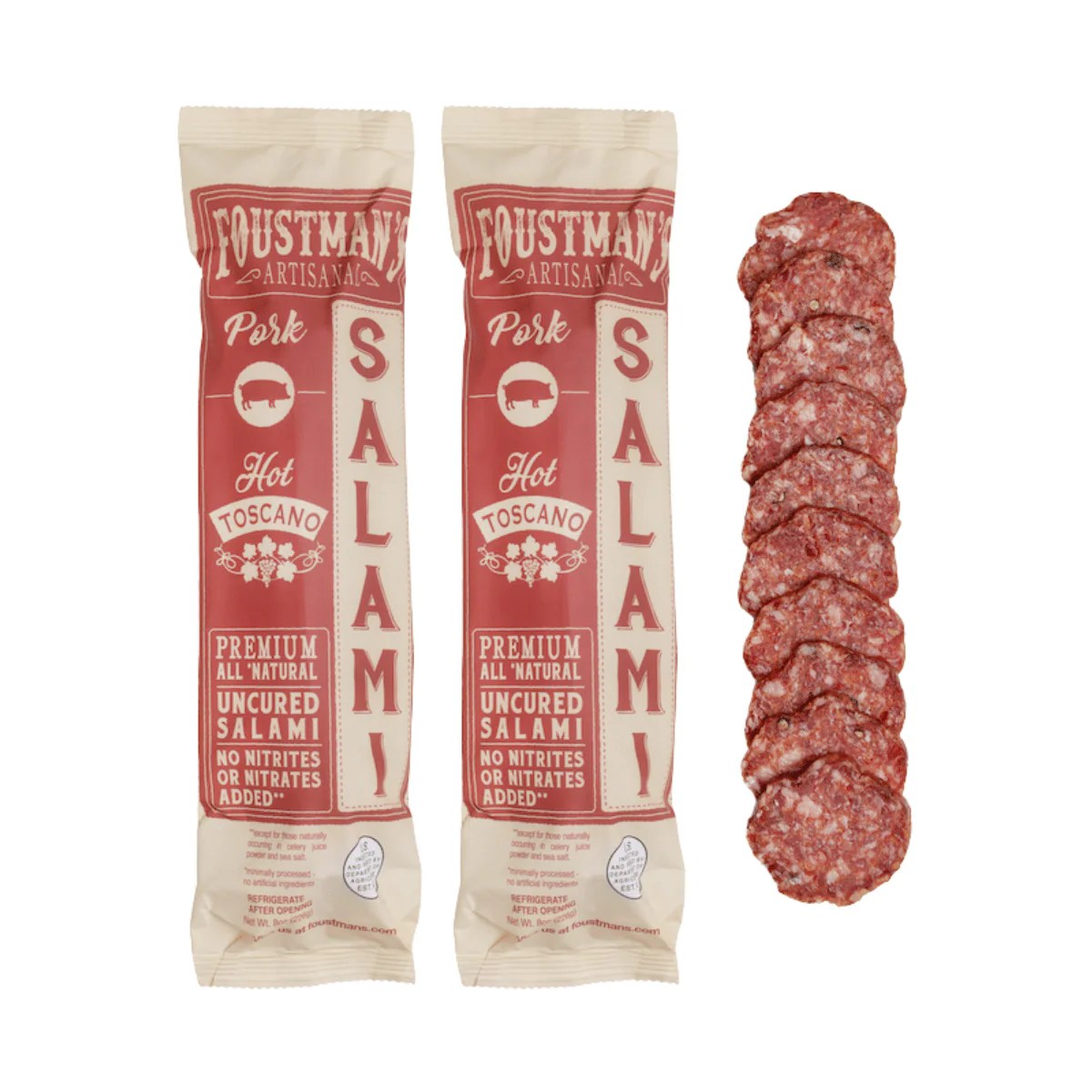 Pork Hot Toscano AllNatural Uncured Salami Foustman's Foustman's