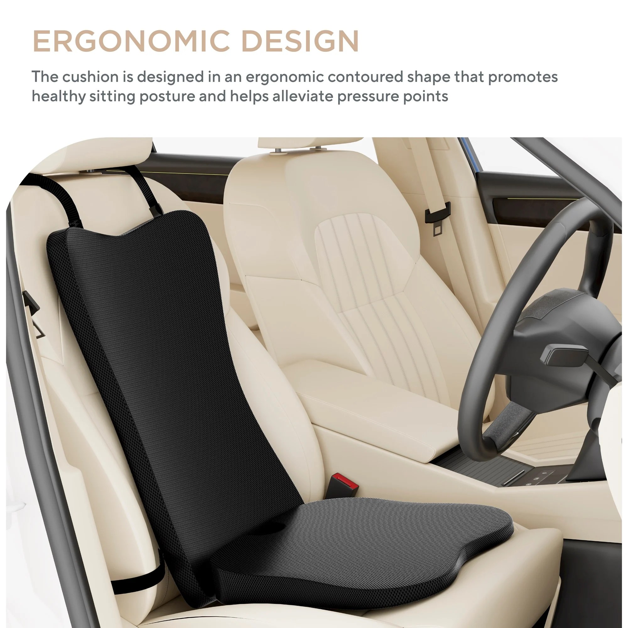 Memory Foam Car Backrest & Seat Cushion Combo Fovera