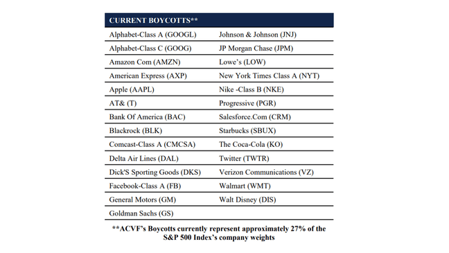 Conservative Boycott List 2023 Investment Fund Dumps 'Woke' Companies | Wztv