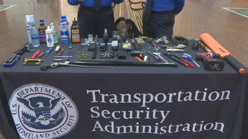 TSA at Savannah airport reminding people what you can and can't bring
