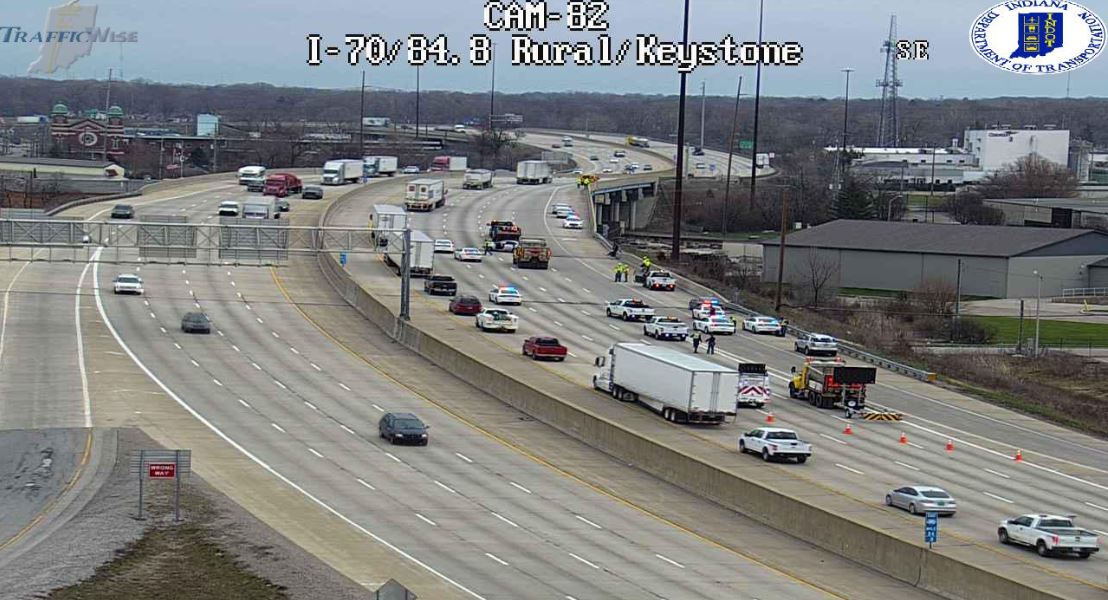 2 INDOT workers hit while working on EB I70 near Keystone Fox 59