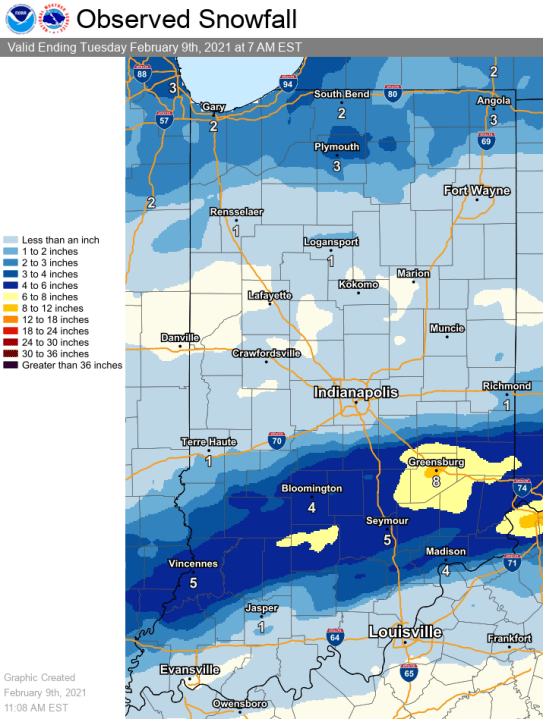 Greensburg picked up 8" of snow one year ago