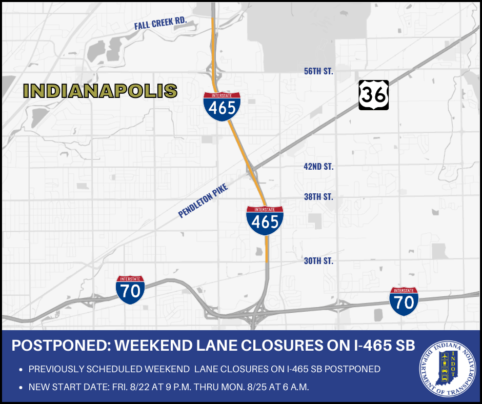 Lane closures coming to 465 SB on Indy’s east side
