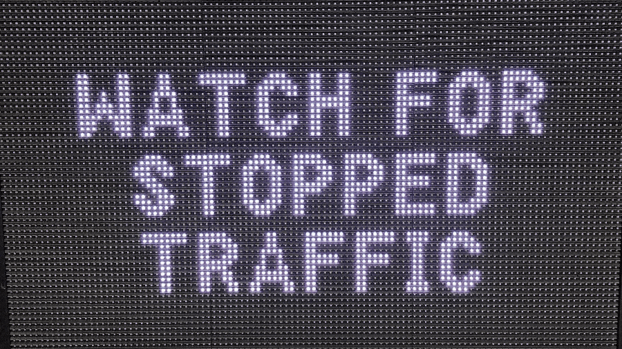 Stopped traffic warnings signs on Ohio highways