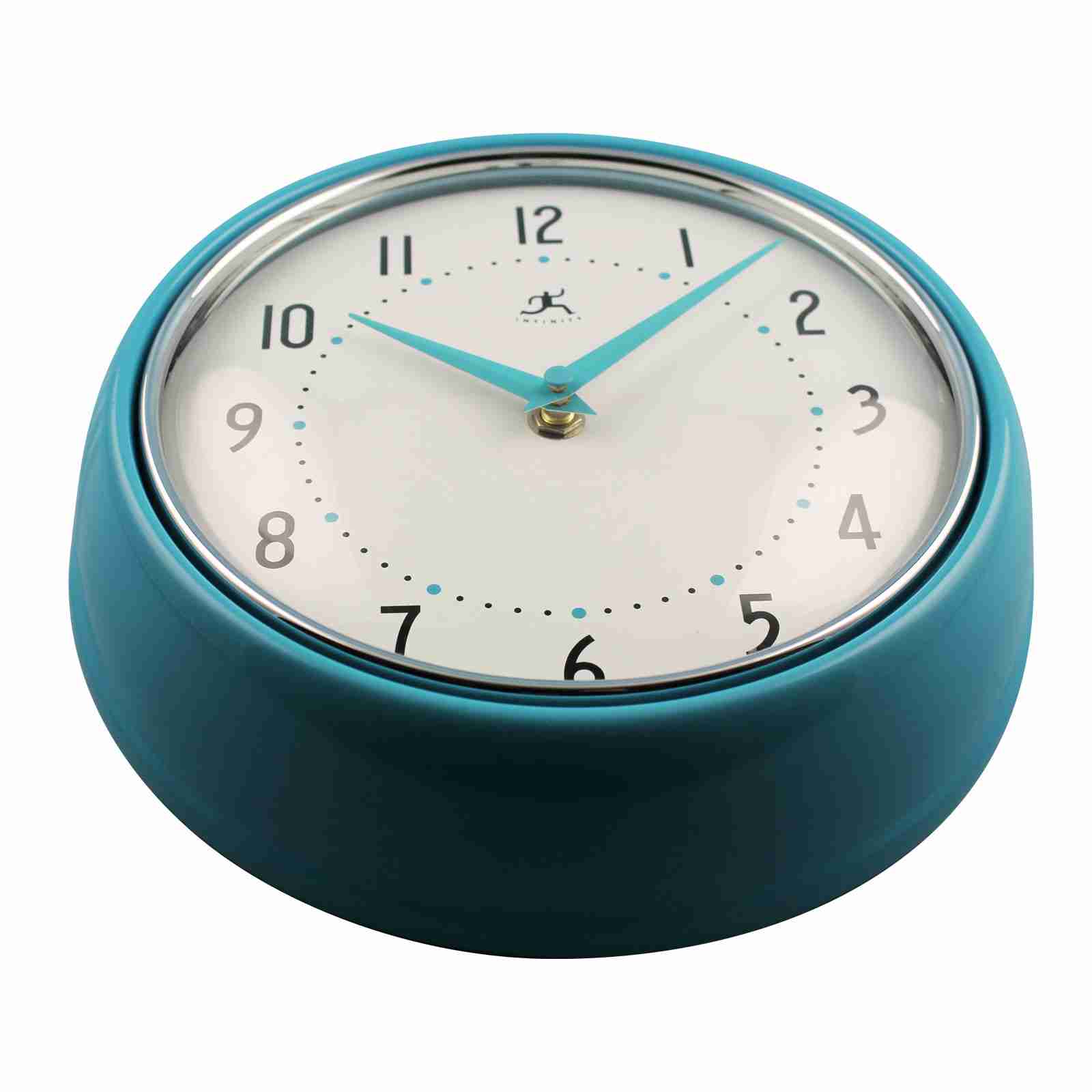 Retro Round Metal Wall Clock in Turquoise Urbanities Fox and Monocle