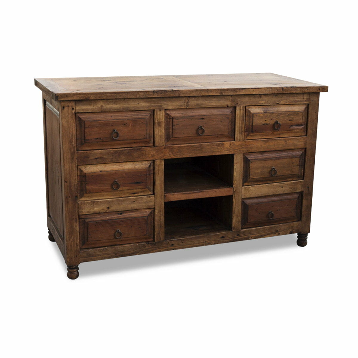 Buy 7 Drawer Barnwood Vanity with 2 Cubbies Online
