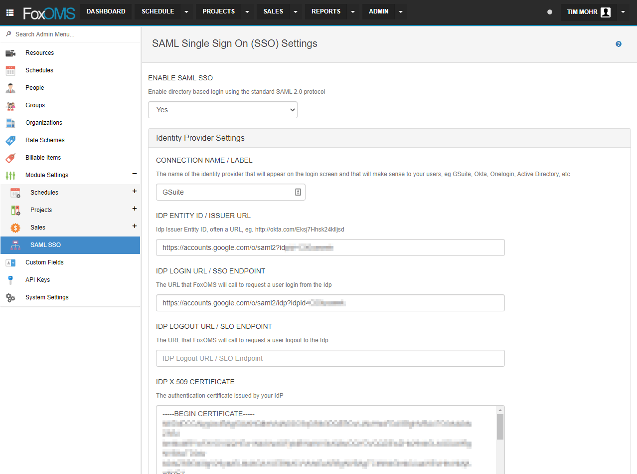 SAML SSO Settings Documentation