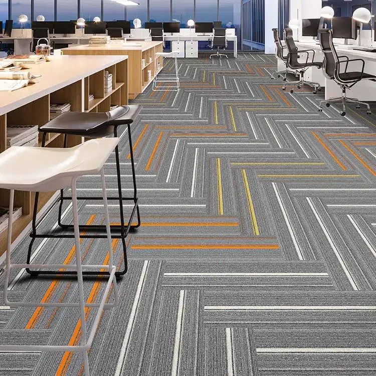 25*100cm Cheap Stripe bitumen backing navy blue carpet tiles Foxflor