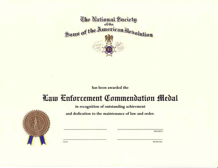 Law Enforcement Award Certificates