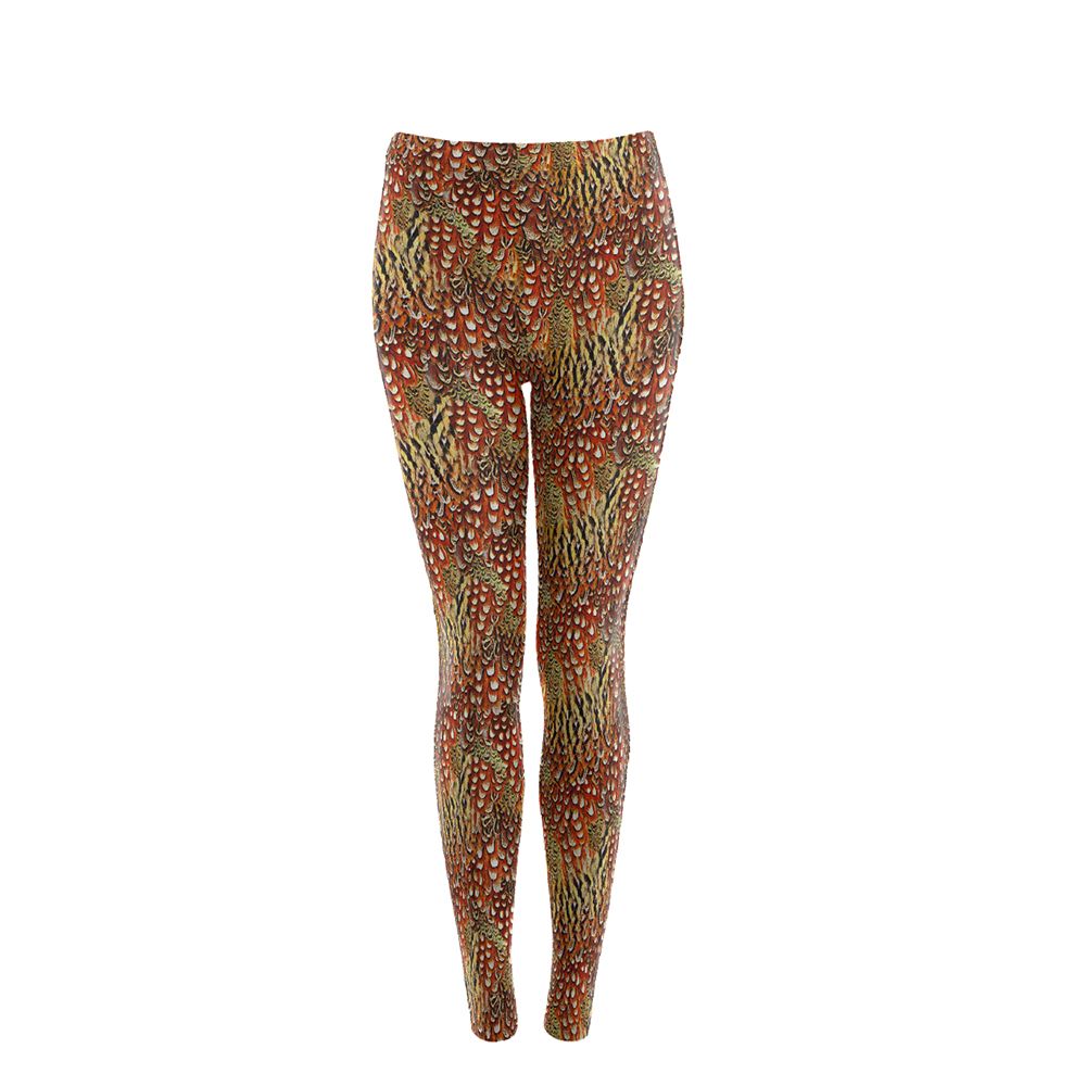 Active Wear Leggings, Cock Pheasant in Amber Foxy Pheasant