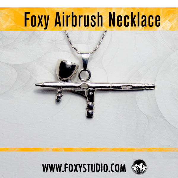 Airbrush Silver Mini Pendant and Necklace Foxy Studio