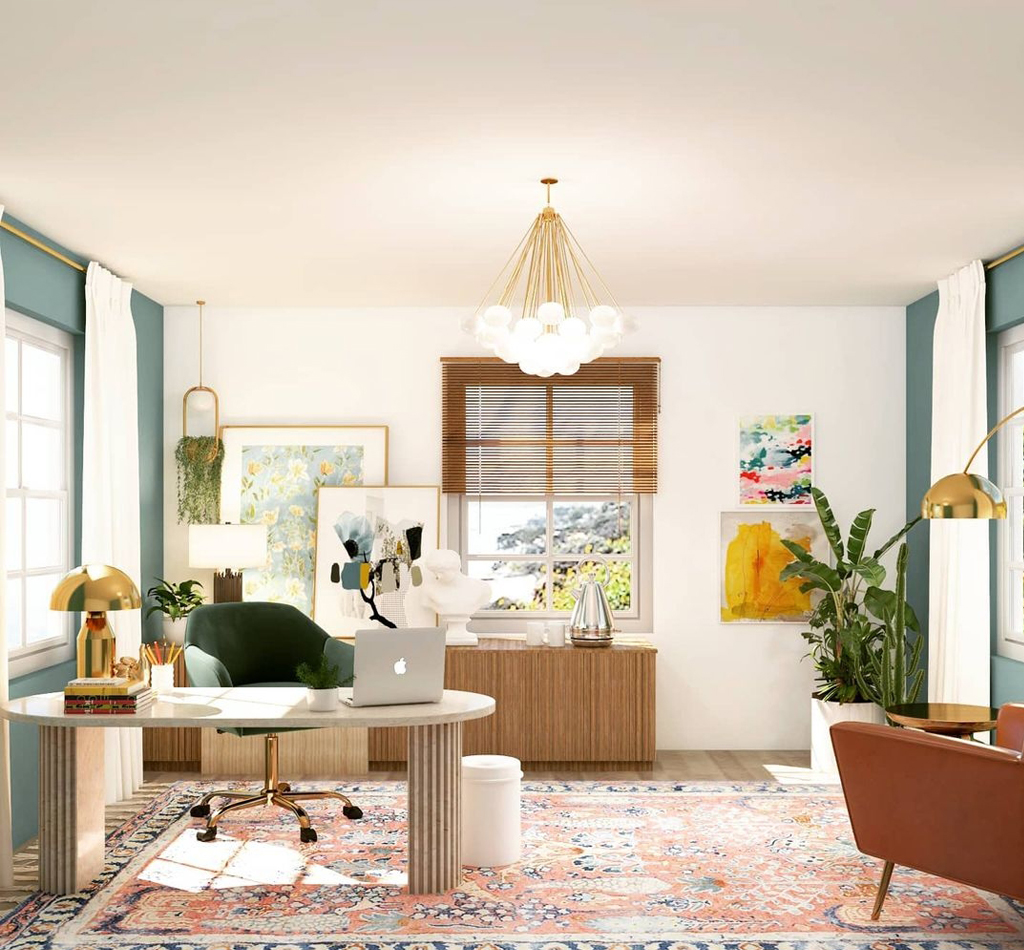 Eclectic Style Home Office Design