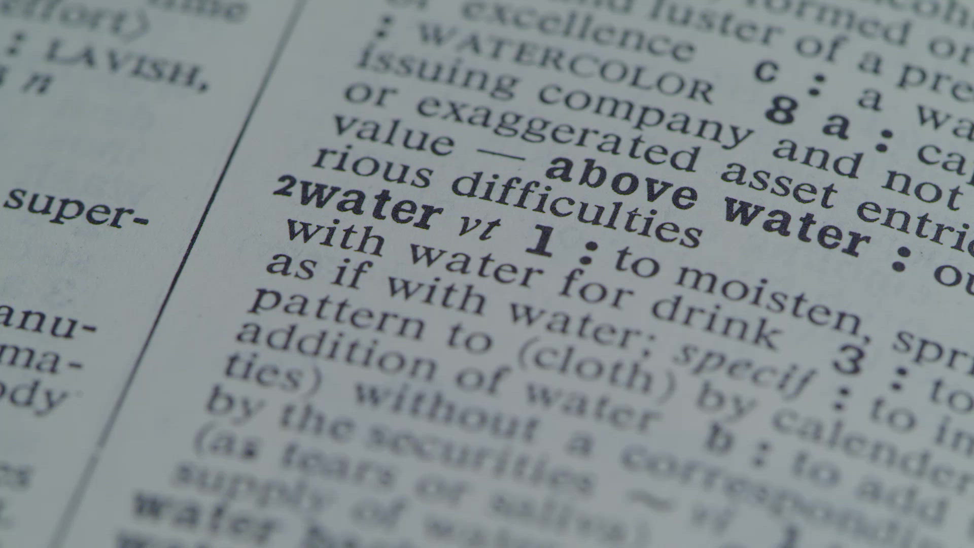 Dictionary Definition of Water FILMPAC