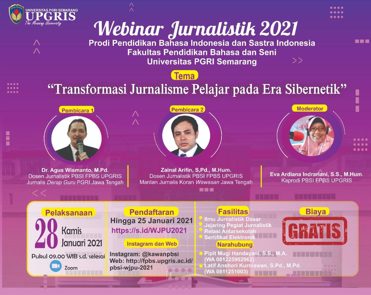 Webinar Jurnalistik PBSI UPGRIS 2021 – FPBS UPGRIS – Bertutur Luhur  Berkultur