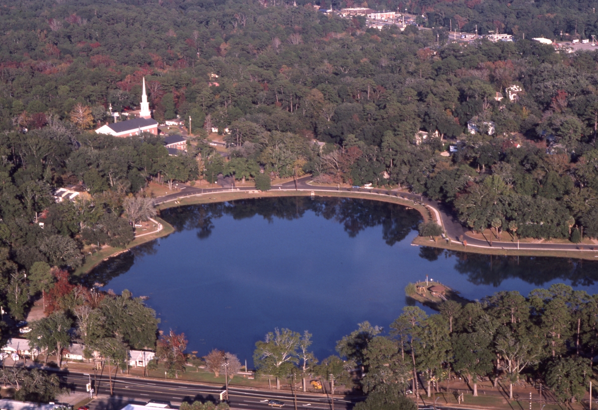 Florida Memory Aerial view looking east over Lake Ella in Tallahassee