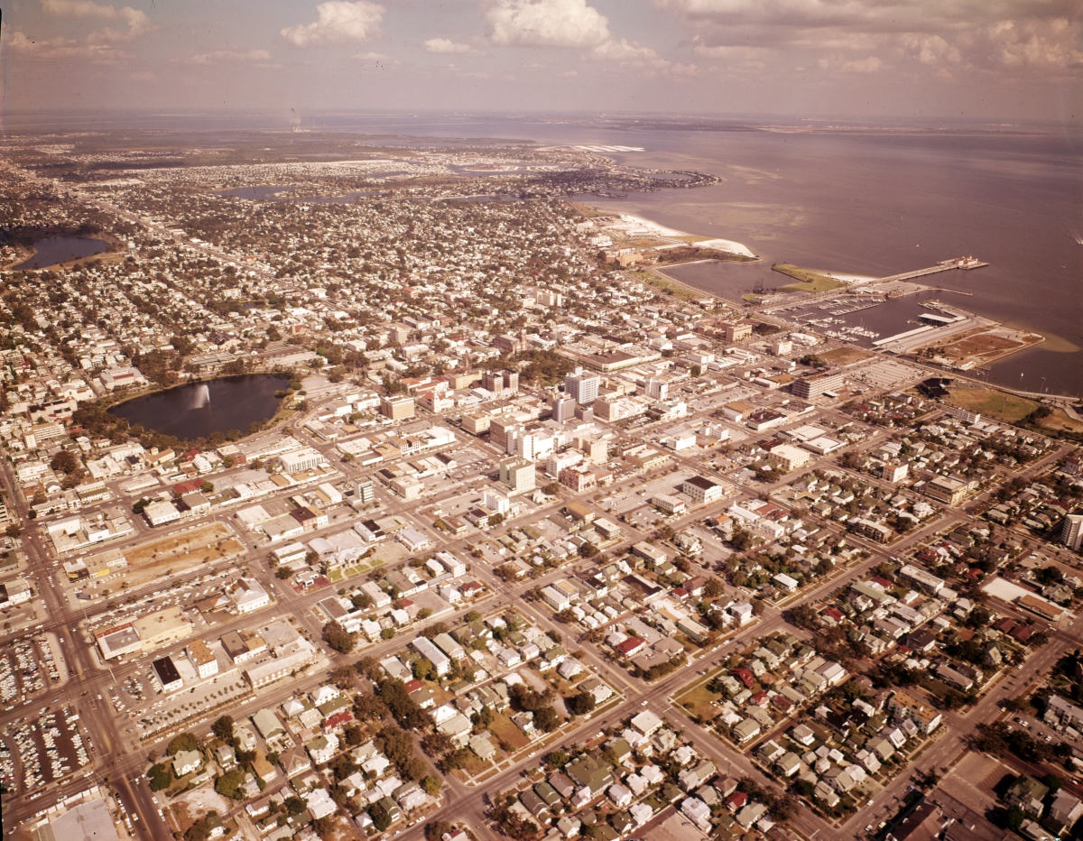 Florida Memory Aerial view looking northeast over downtown St