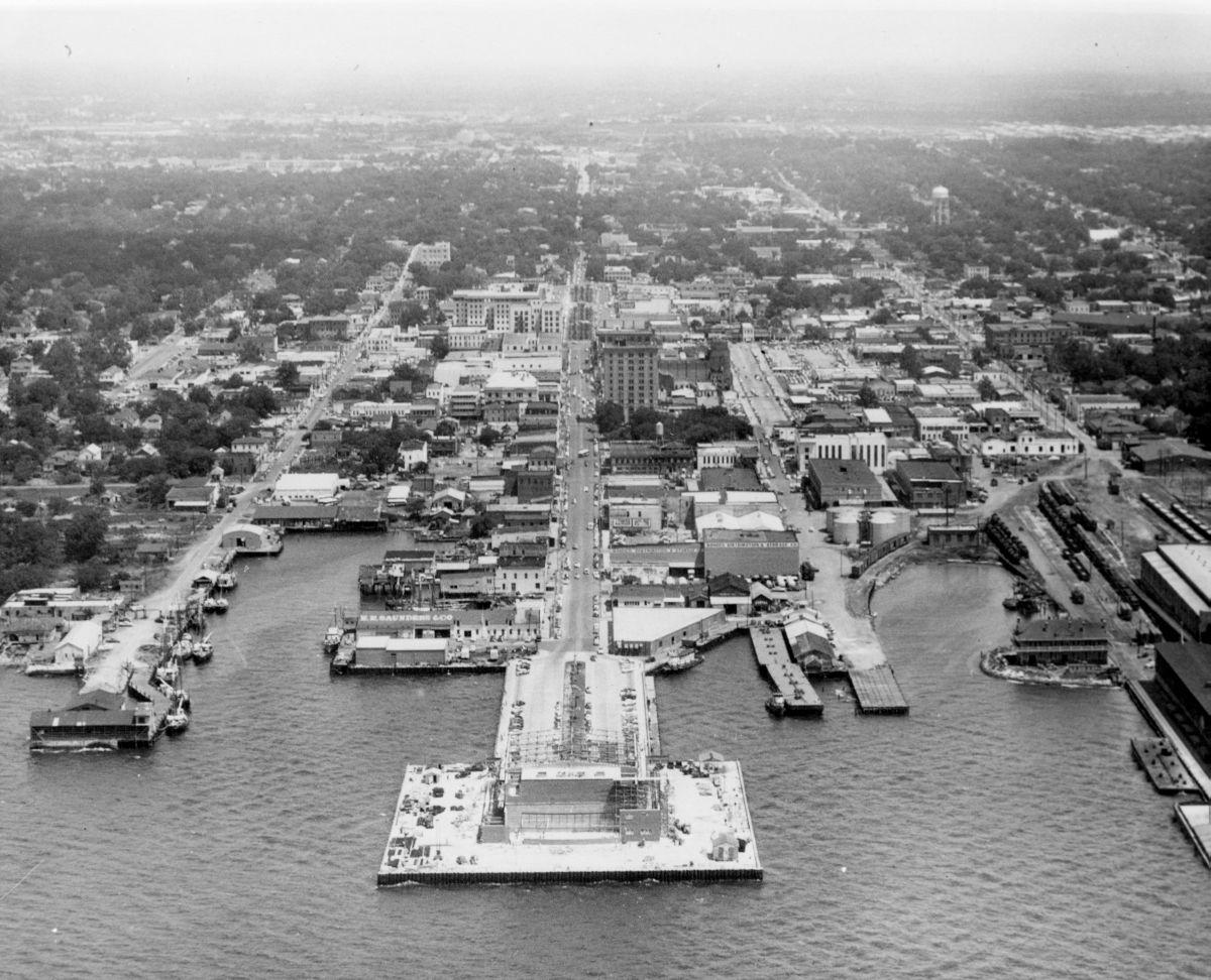 Florida Memory Aerial view of the waterfront section of town