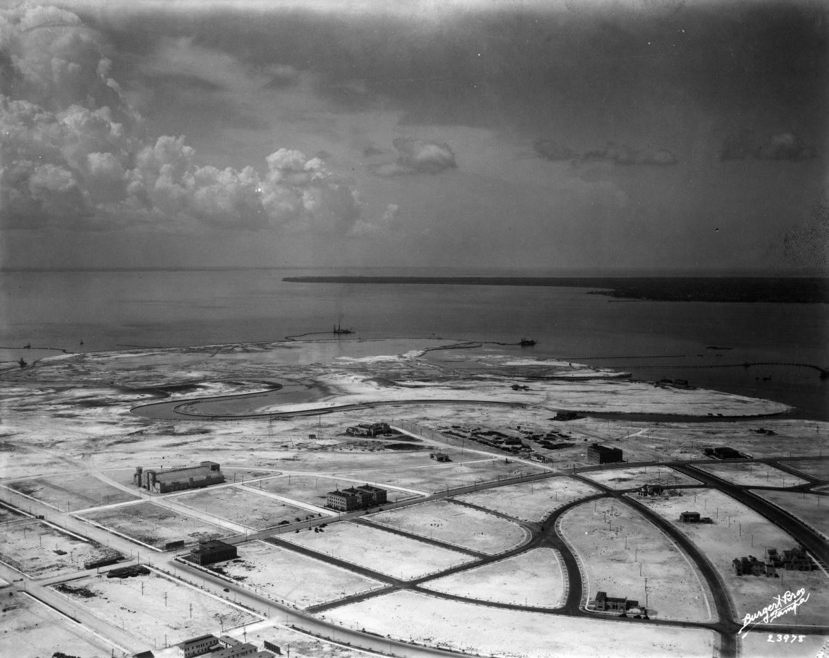 Florida Memory Aerial view of Davis Island from the north.