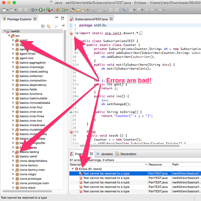 SE450 Installing Eclipse and Related Tools Enable JUnit, Disable some