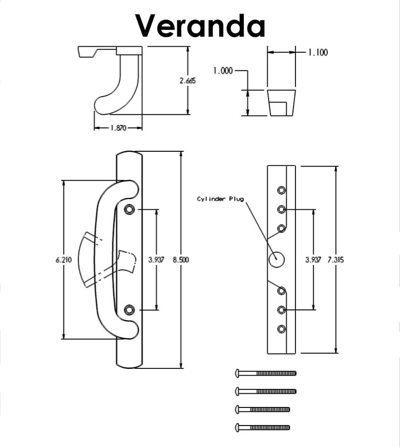 Veranda Sliding Door Handle FPL Door Locks & Hardware Inc