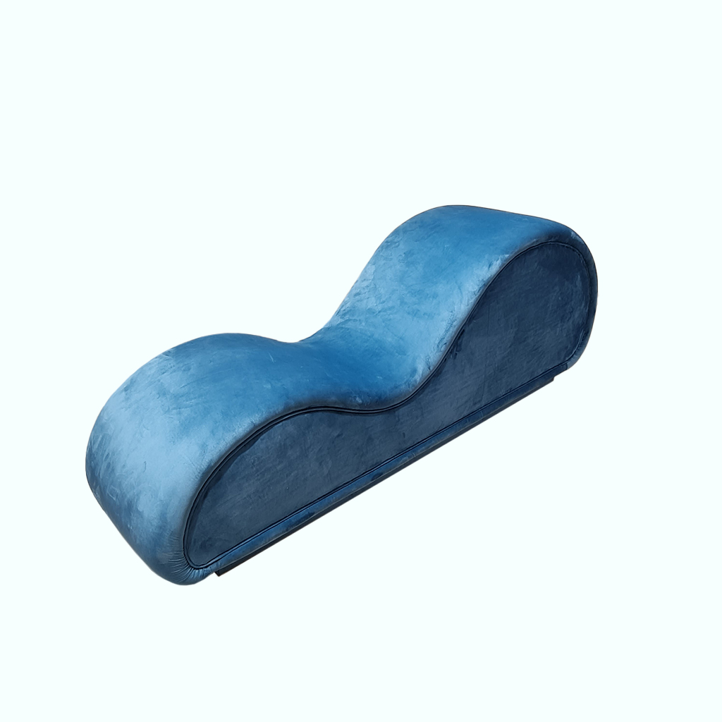 Romantic Chaise Longue Blue Velvet Fabric [F+A]