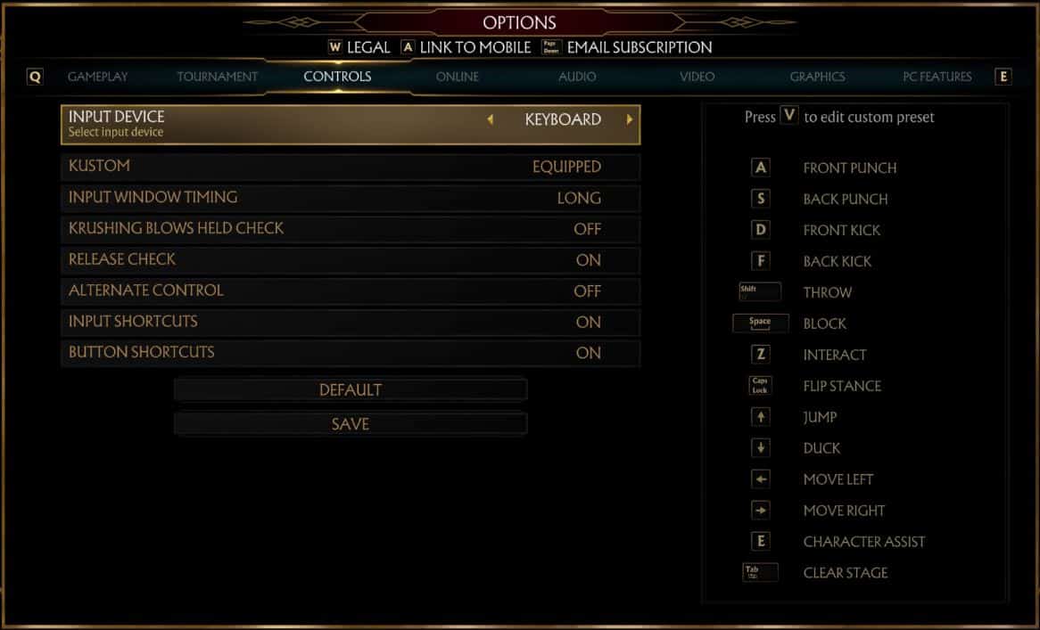 Mortal Kombat 11 Best PC Keyboard Controls Setup FPS Index