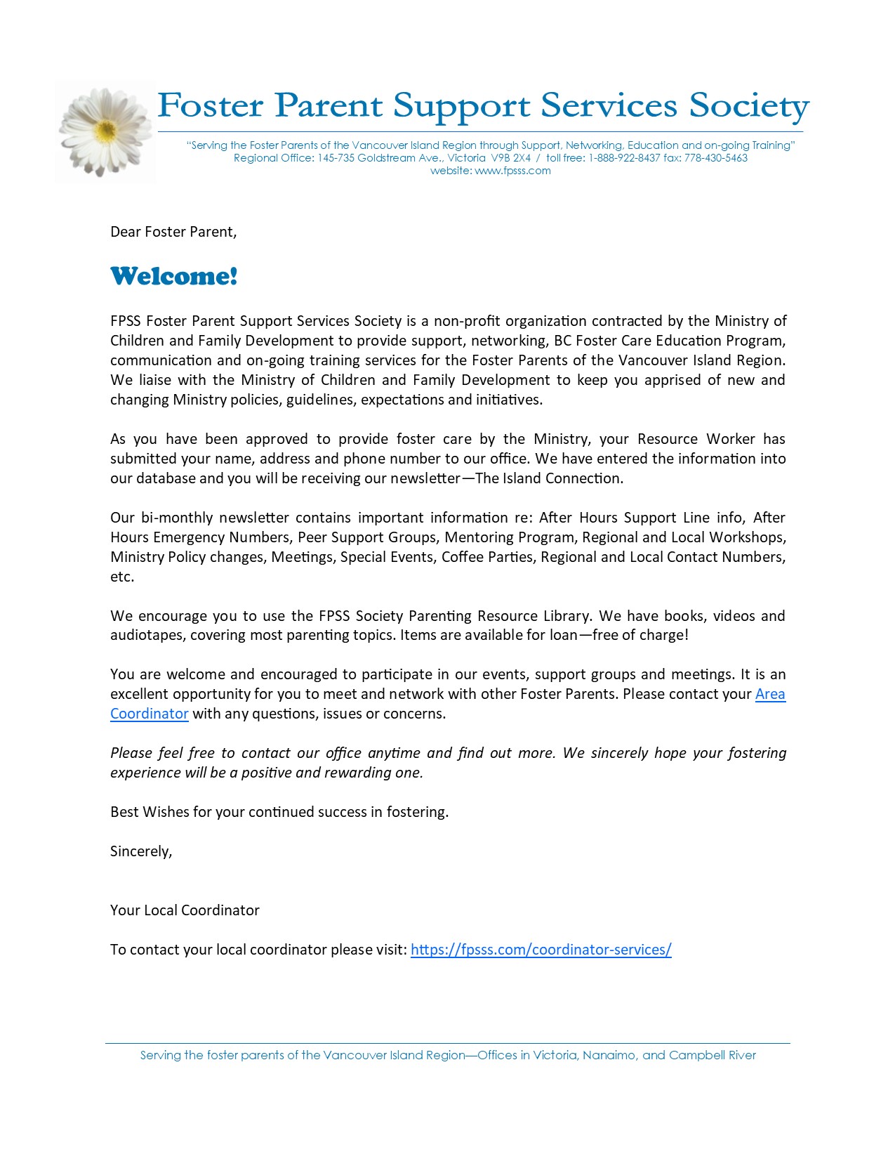 Foster Parent Orientation FPSS Foster Parent Support Services Society