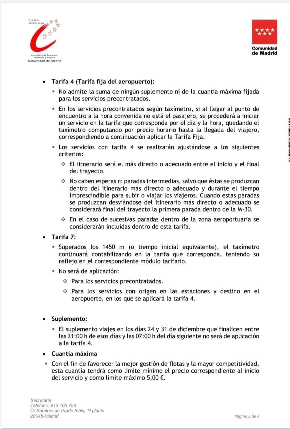 Estas son las tarifas aprobadas para el año 2023 Federación del Taxi
