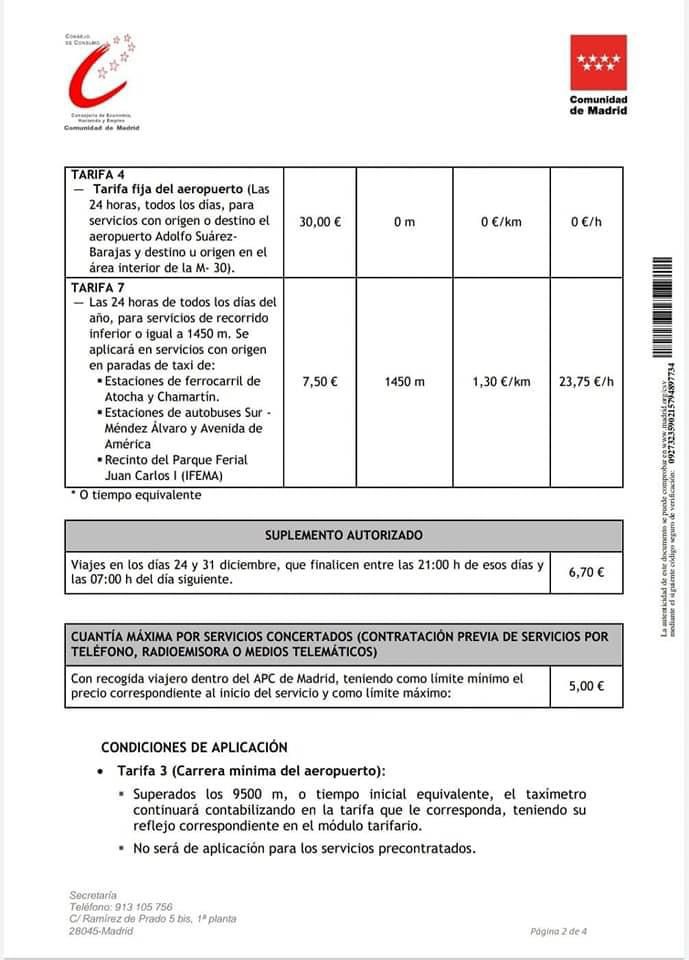 Estas son las tarifas aprobadas para el año 2023 Federación del Taxi